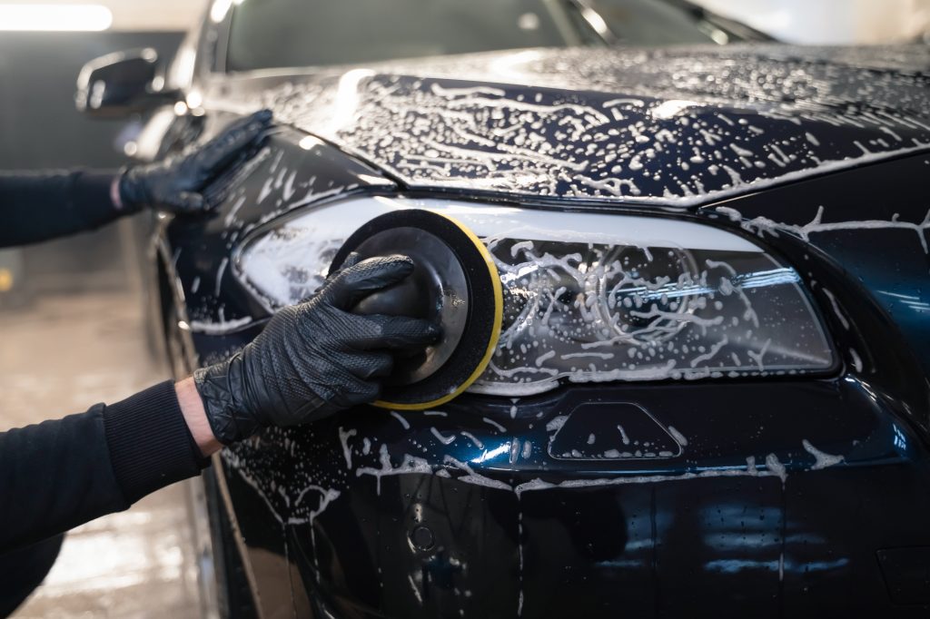 hand car wash headlight restoration